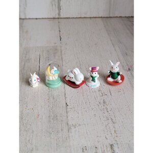 Hallmark merry miniature sledding snow bunny‎ baby Xmas set rabbit
